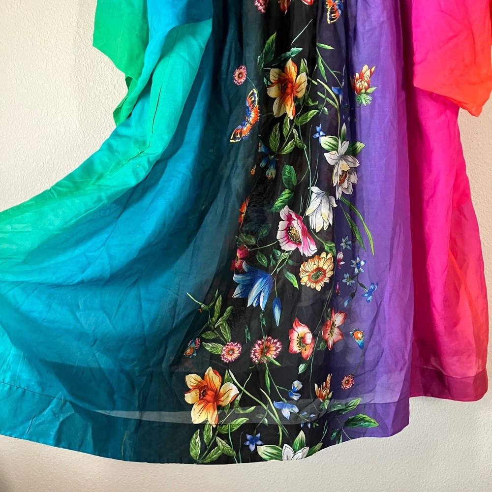 JOHNNY WAS Secret Garden Sheer Kimono Dress 1X Ombre Floral Coverup Resort Beach - Picture 13 of 15